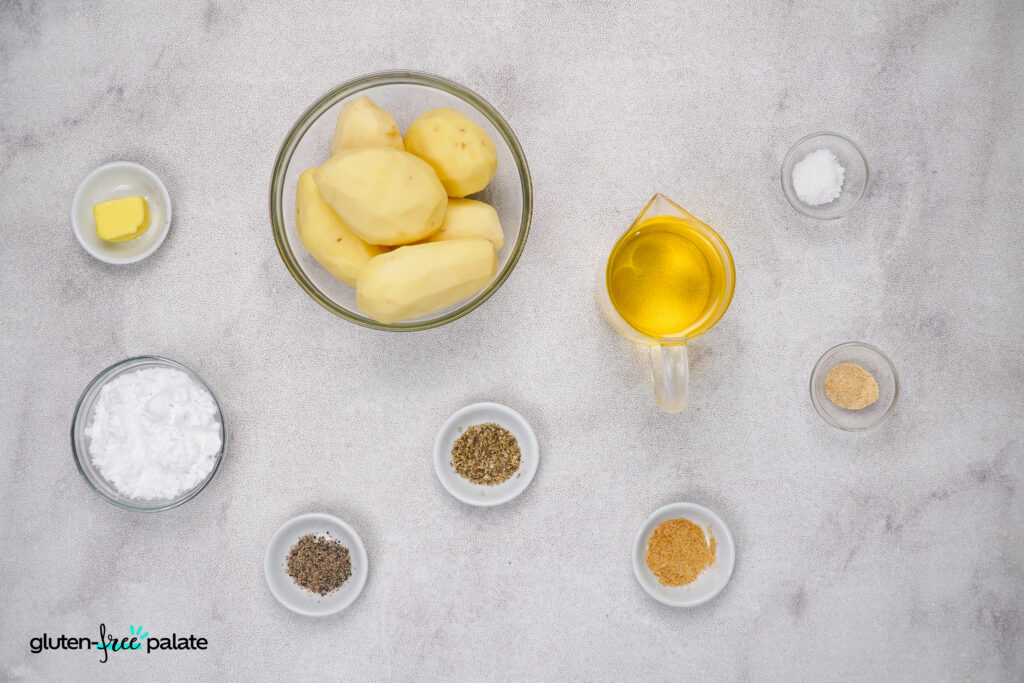 Ingredients for gluten free tater tots.