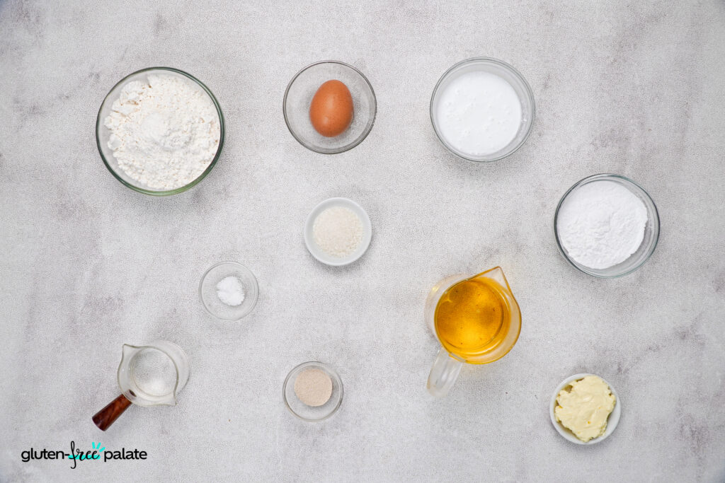 Ingredients for gluten free beignets.