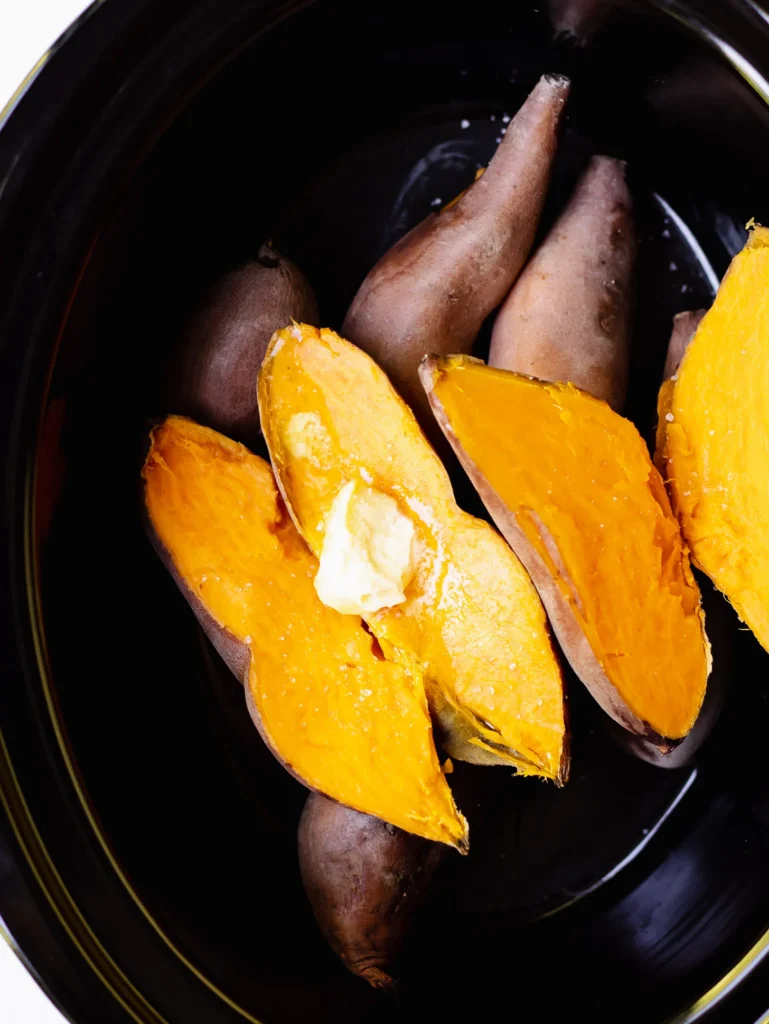 Sweet potatoes in a slow cooker.