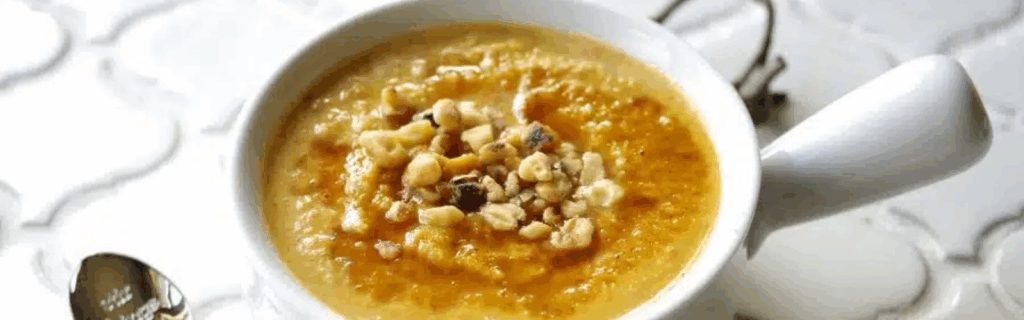 A bowl of pumpkin porridge.