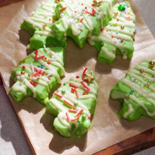 Grinch fudge decorated and place on parchment paper.