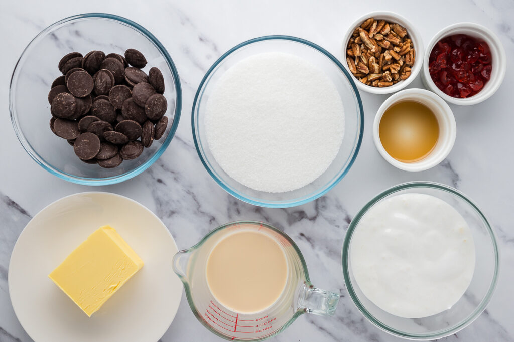 Ingredients for fantasy fudge recipe.