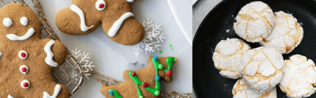 Side by side views of gluten-free christmas cookies.