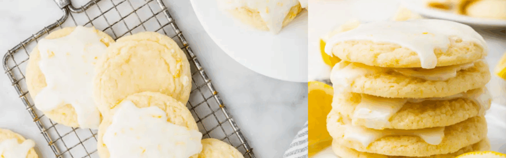 Side by side views of gluten-free lemon cookies.
