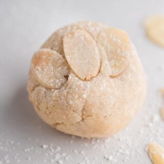 A single cookie on a surface.