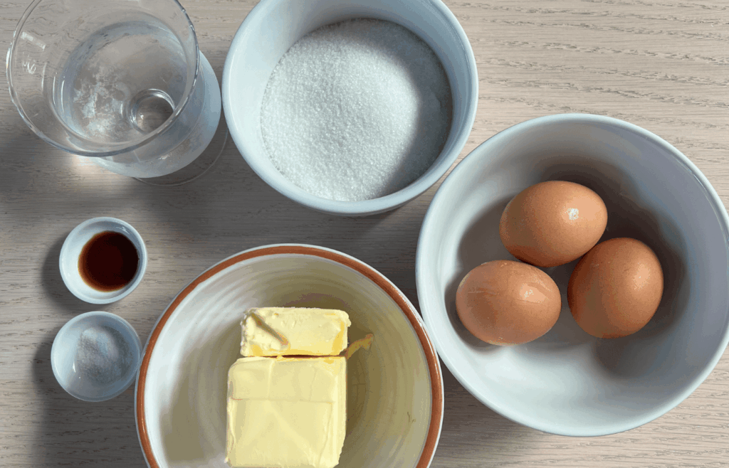 Italian Meringue Buttercream ingredients.