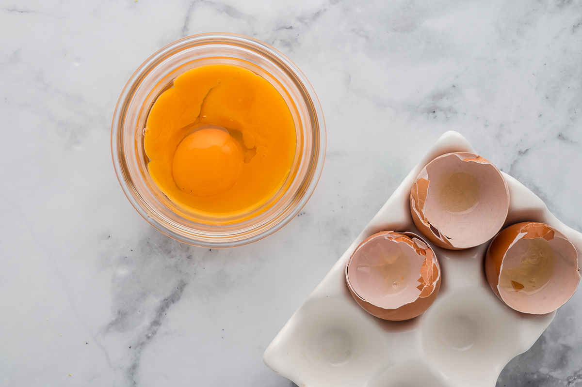 Seperating eggs yolks and whites.