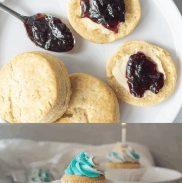 Gluten free baking powder used in gluten free biscuits shown above gluten free cupcakes.